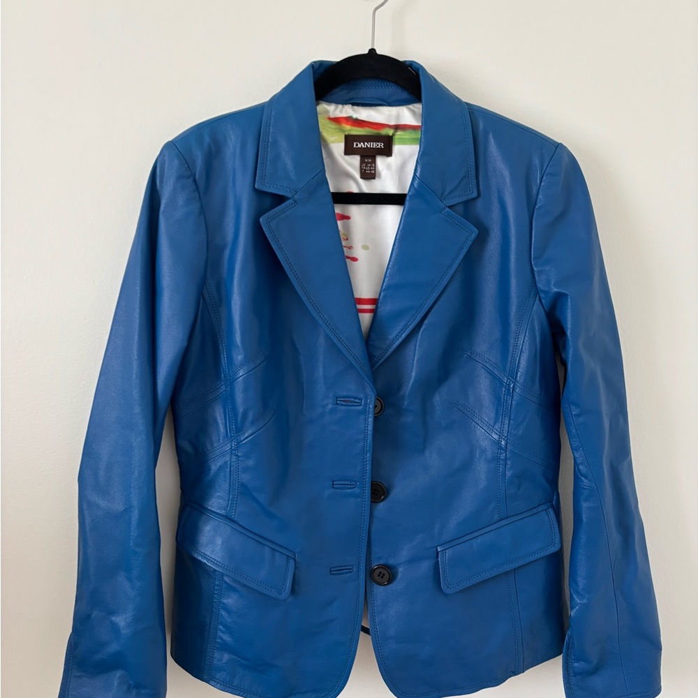 Danier Women's Blue Leather Blazer Jacket